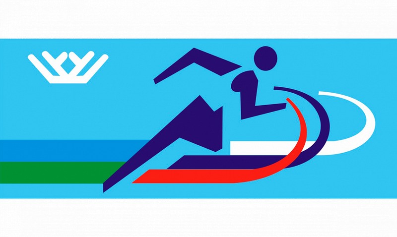 на голубом фоне размещен логотип Департамента спорта ХМАО-Югры